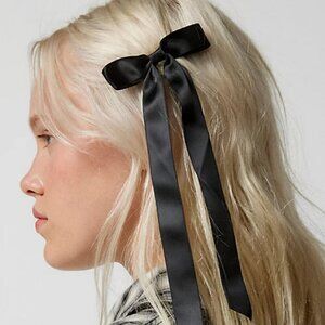 NWT Urban Outfitters Satin Black Hair Bow Barrette Set of 2